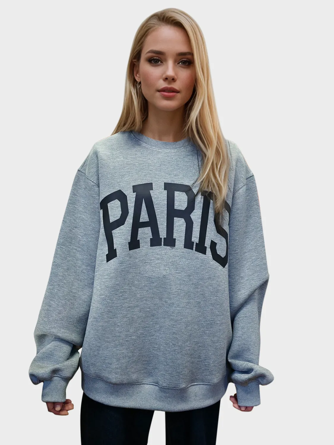 Basic Bae PARIS Round Neck Long Sleeve Air Scuba Sweatshirt