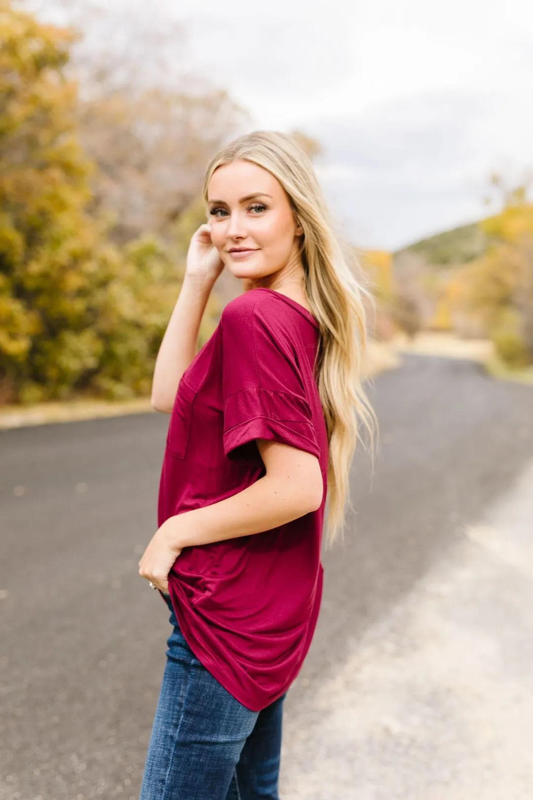 Basically Perfect V-Neck In Burgundy