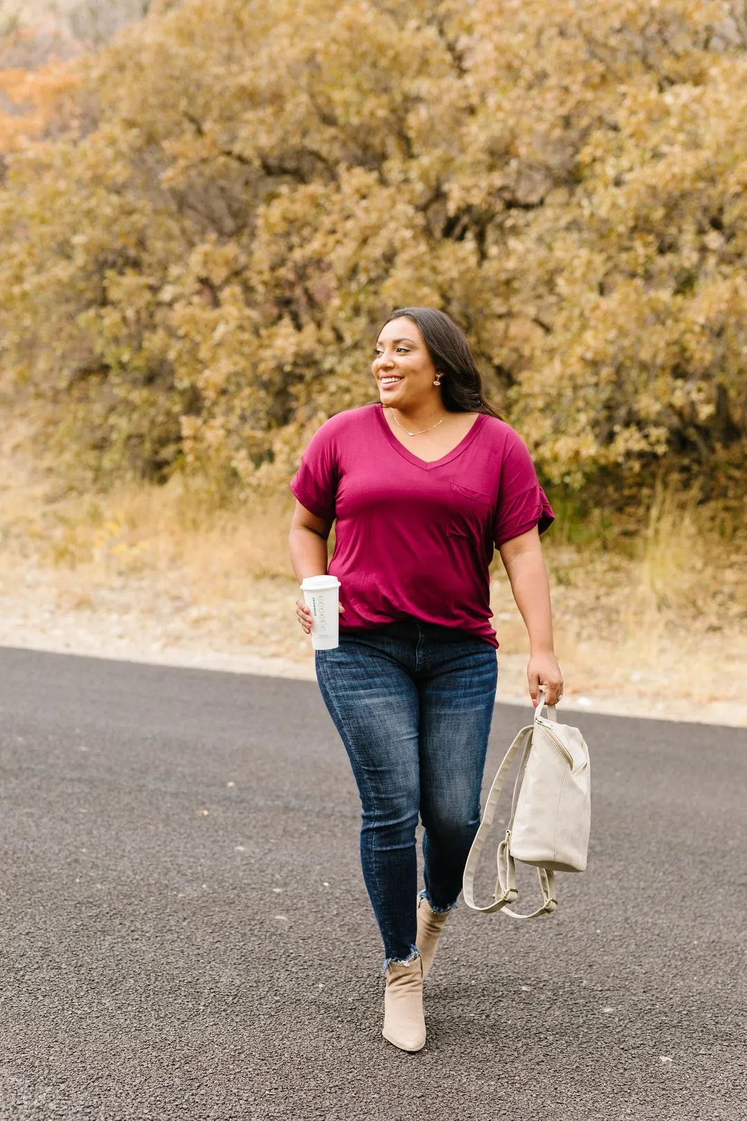 Basically Perfect V-Neck In Burgundy