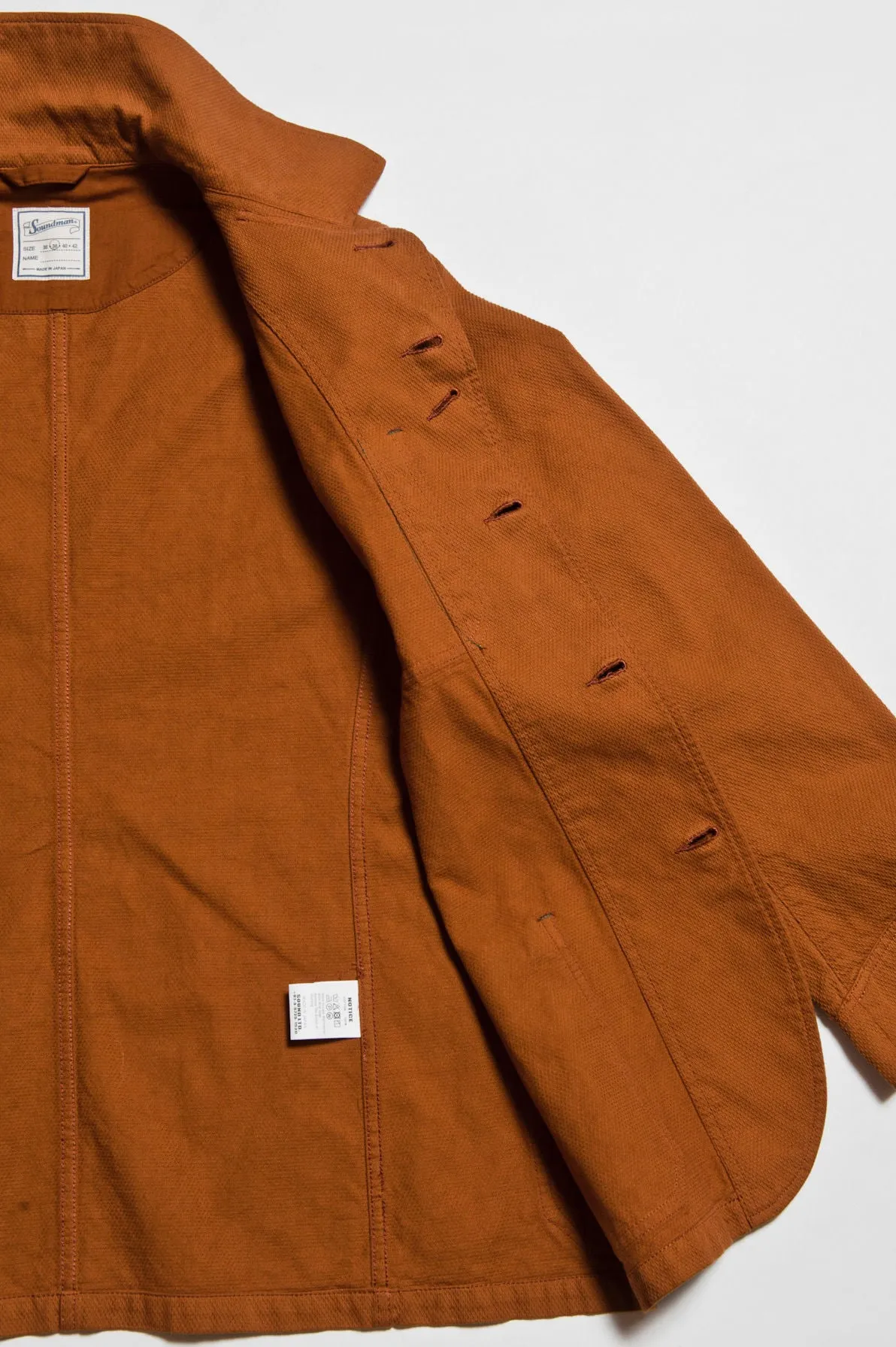 “Birmingham" Cotton Sashiko Coverall Jacket in Brick Overdye