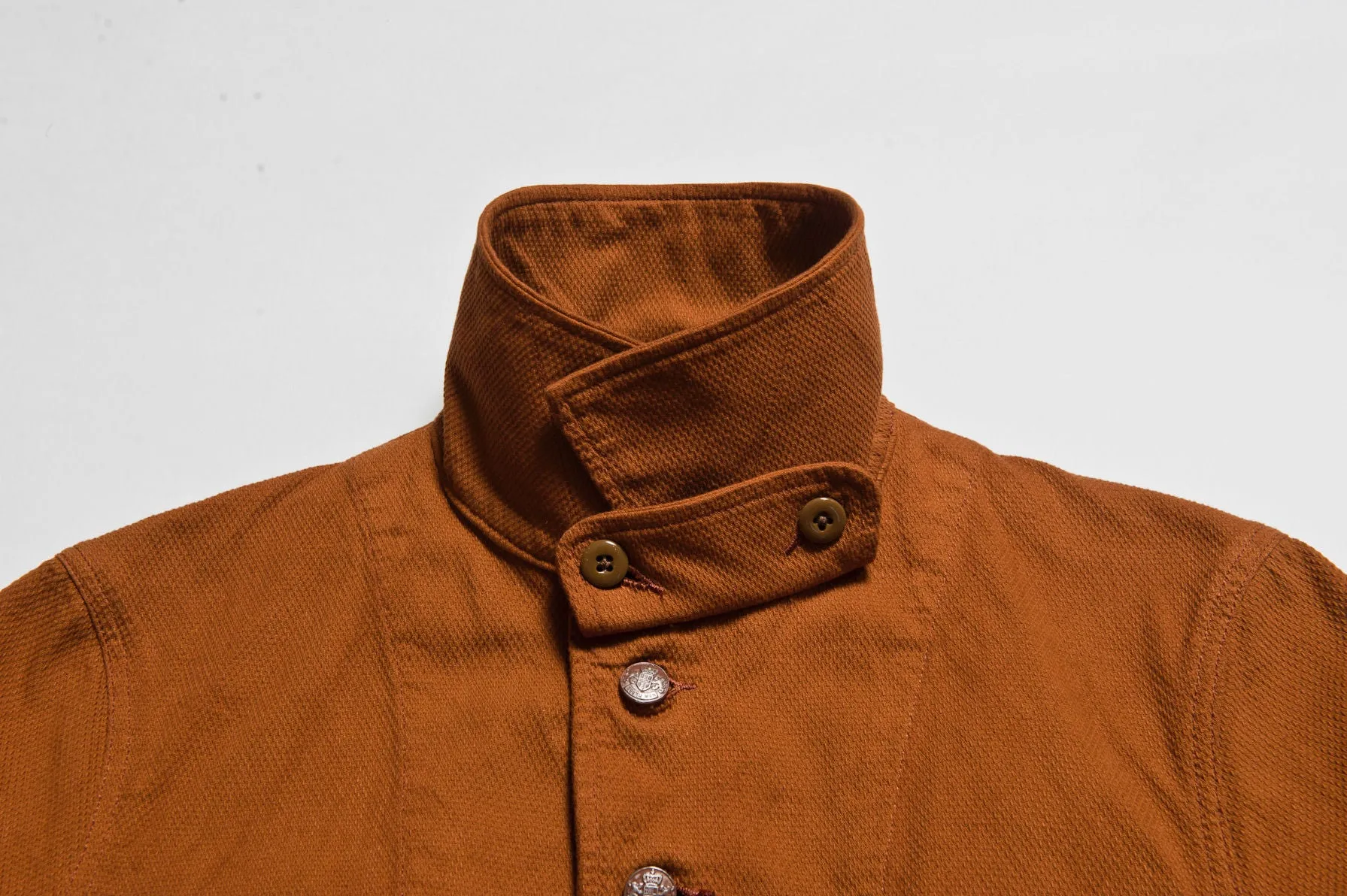 “Birmingham" Cotton Sashiko Coverall Jacket in Brick Overdye