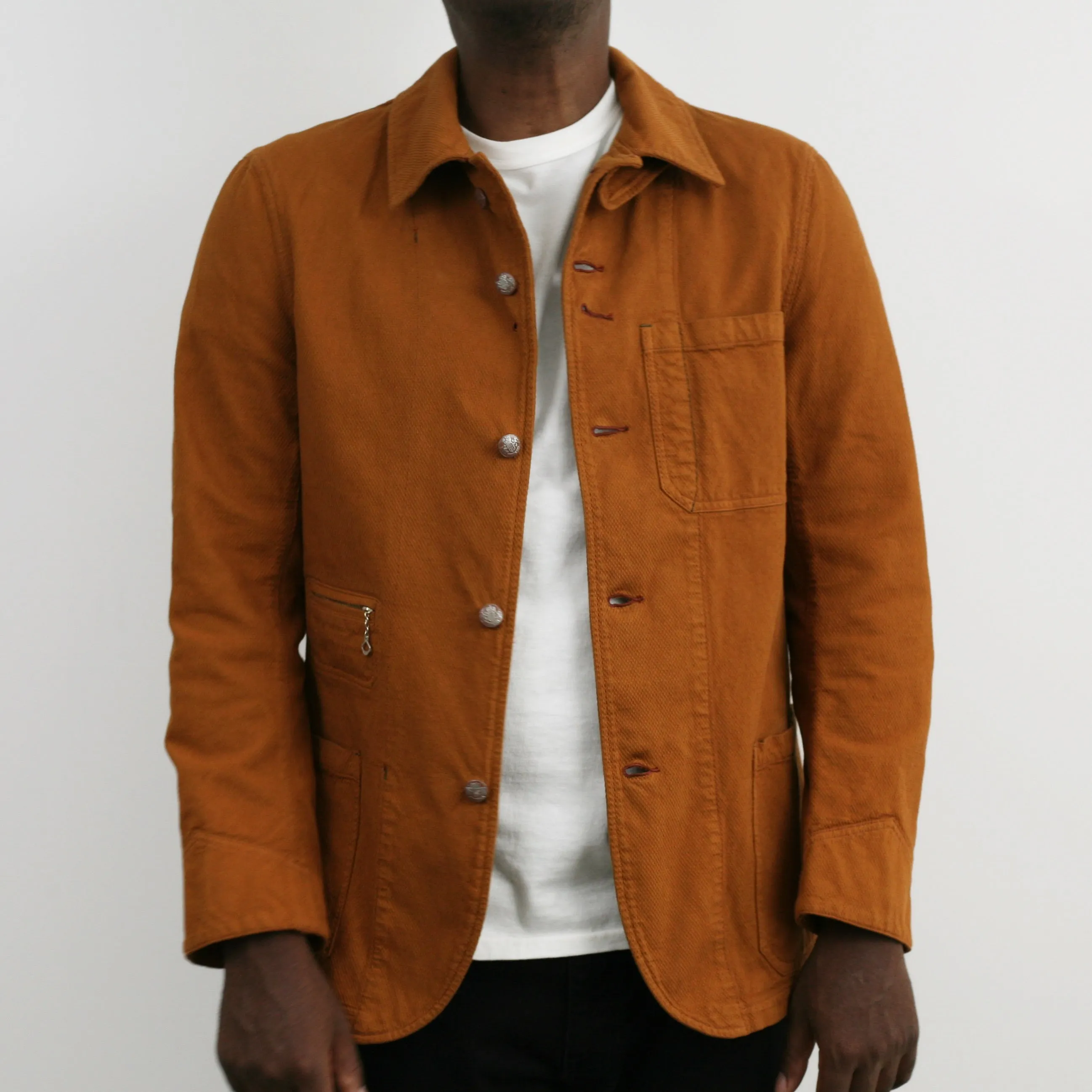 “Birmingham" Cotton Sashiko Coverall Jacket in Brick Overdye