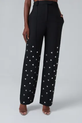 Black Embellished High-Waisted Pants