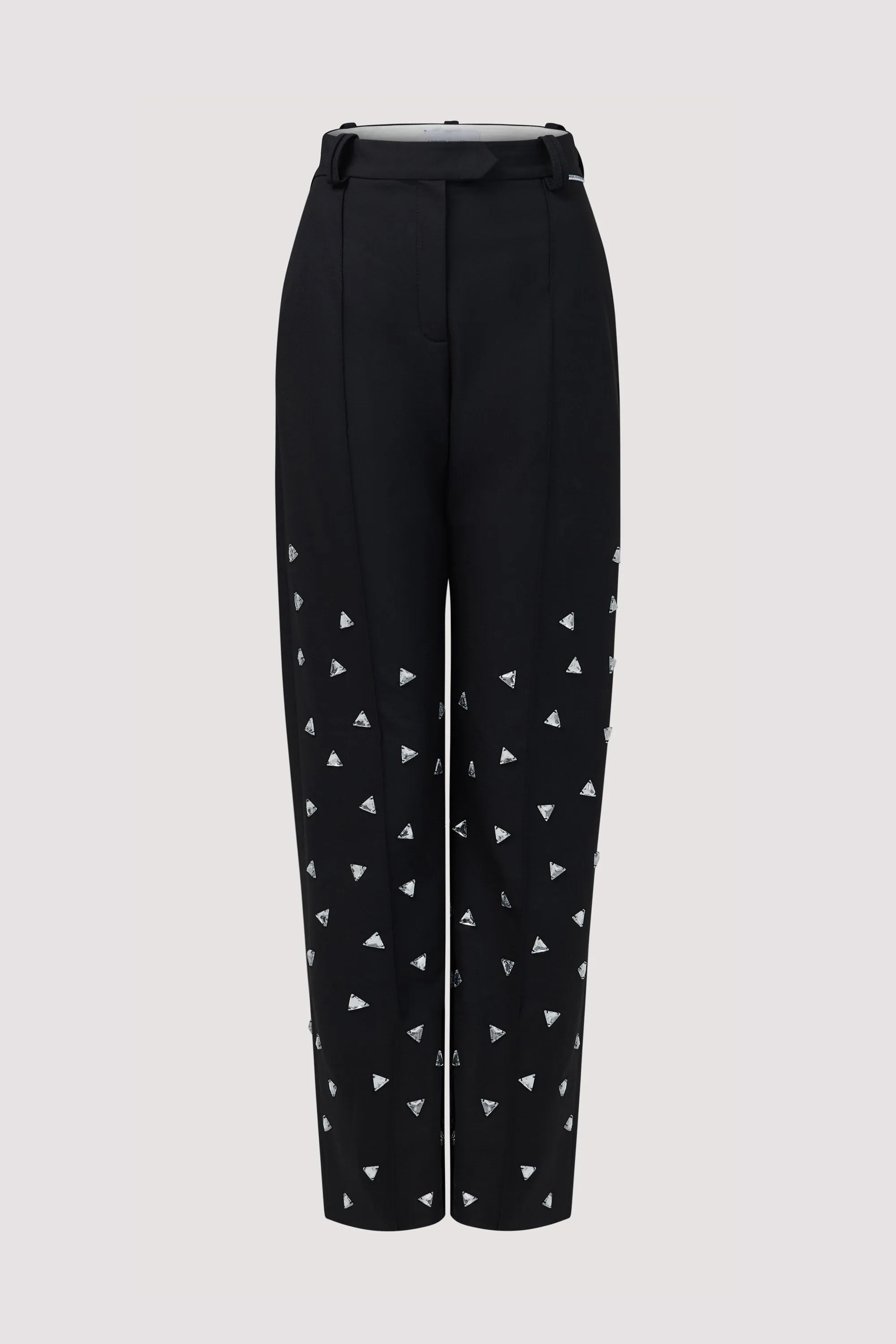 Black Embellished High-Waisted Pants