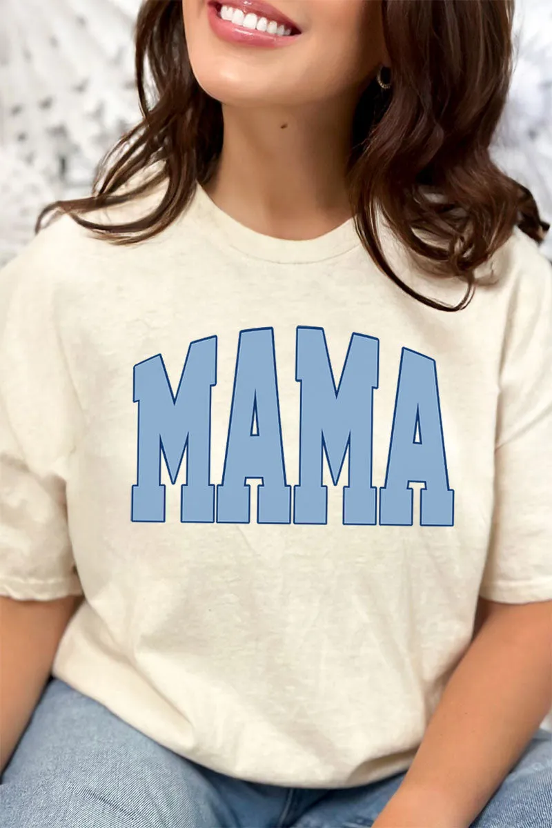 Blue Arched Mama Short Sleeve Relaxed Fit T-Shirt