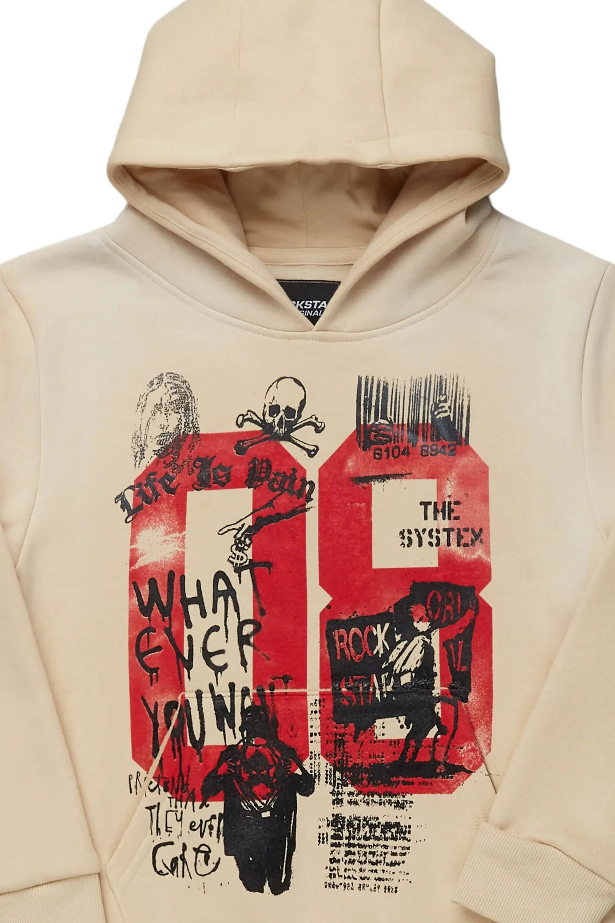 Boys Beau Beige Graphic Hoodie