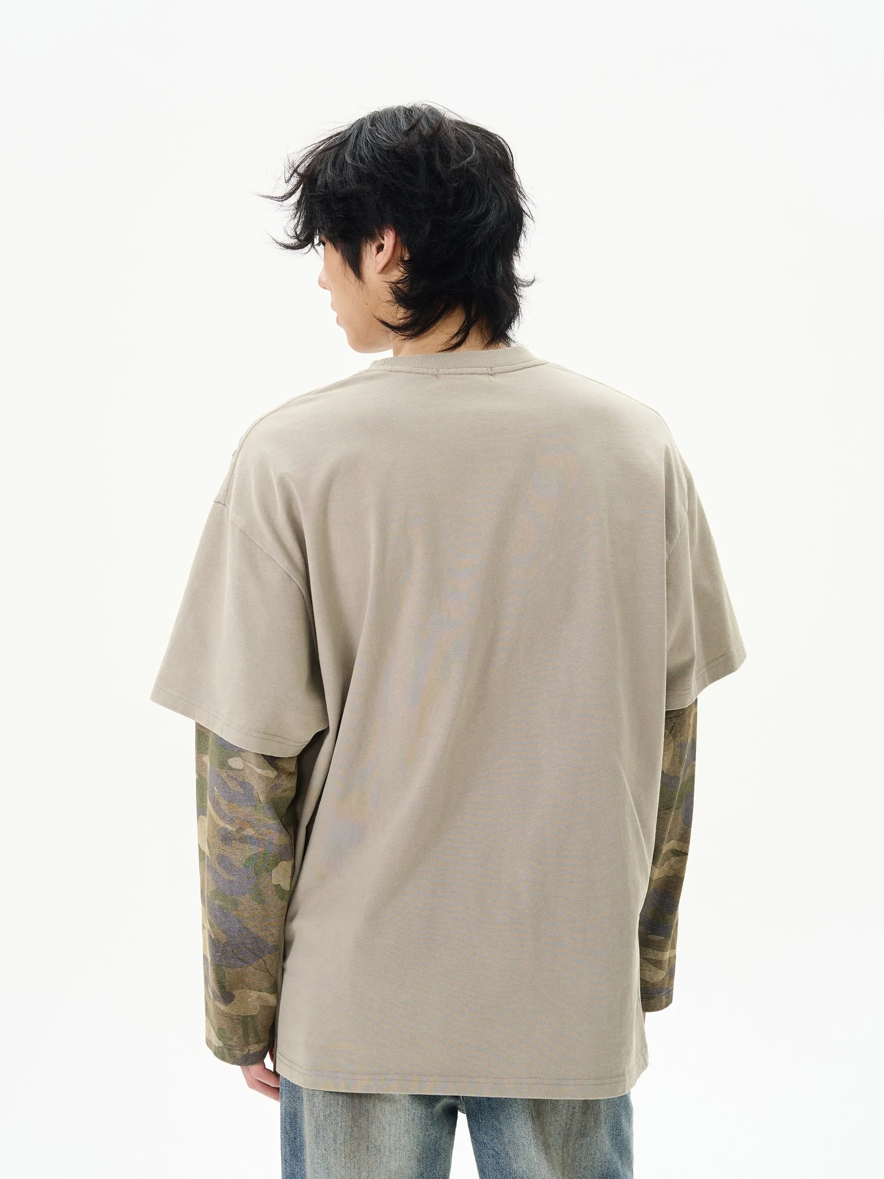 Camouflage Layered Long-Sleeve Pullover