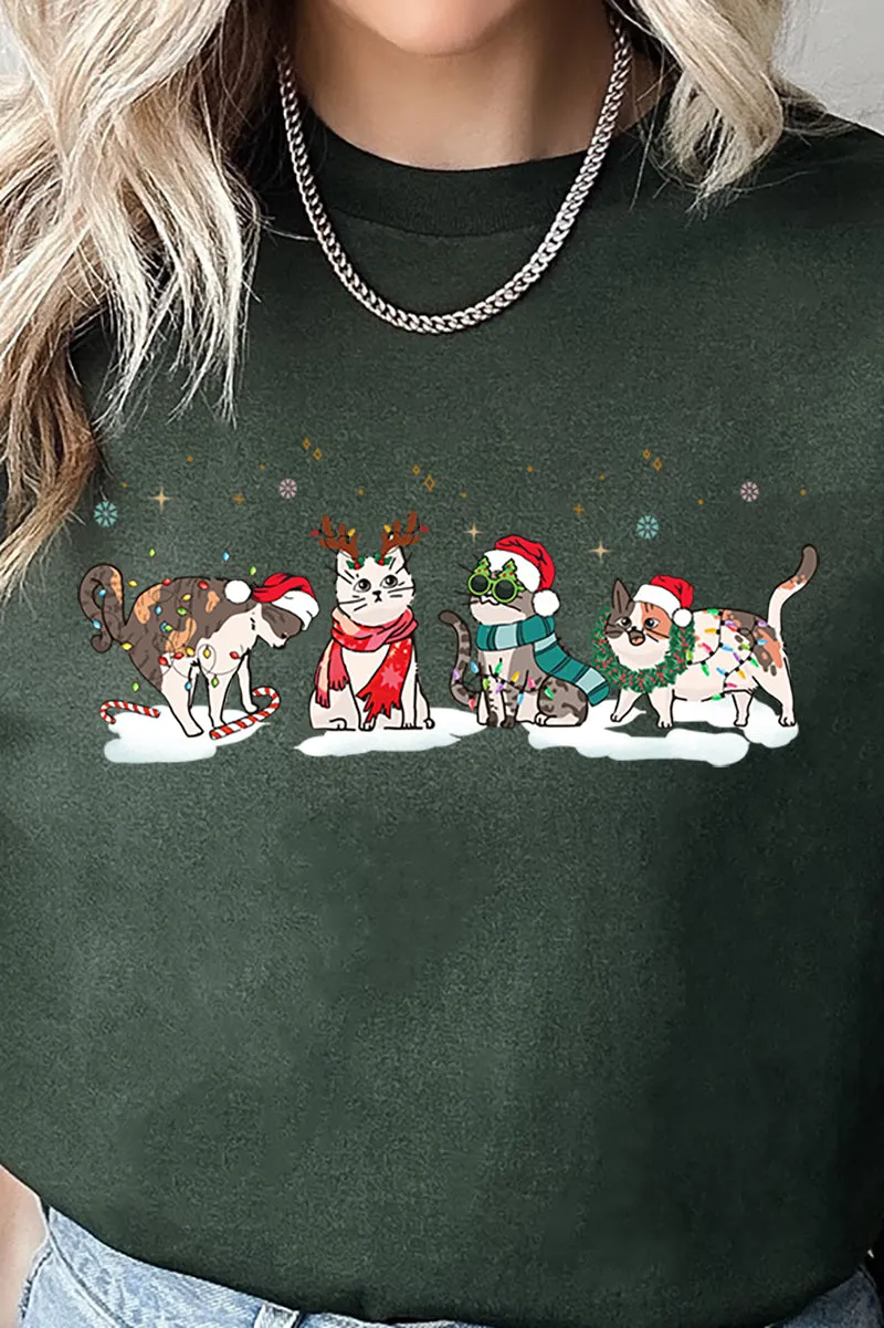 Cat Christmas Short Sleeve Relaxed Fit T-Shirt