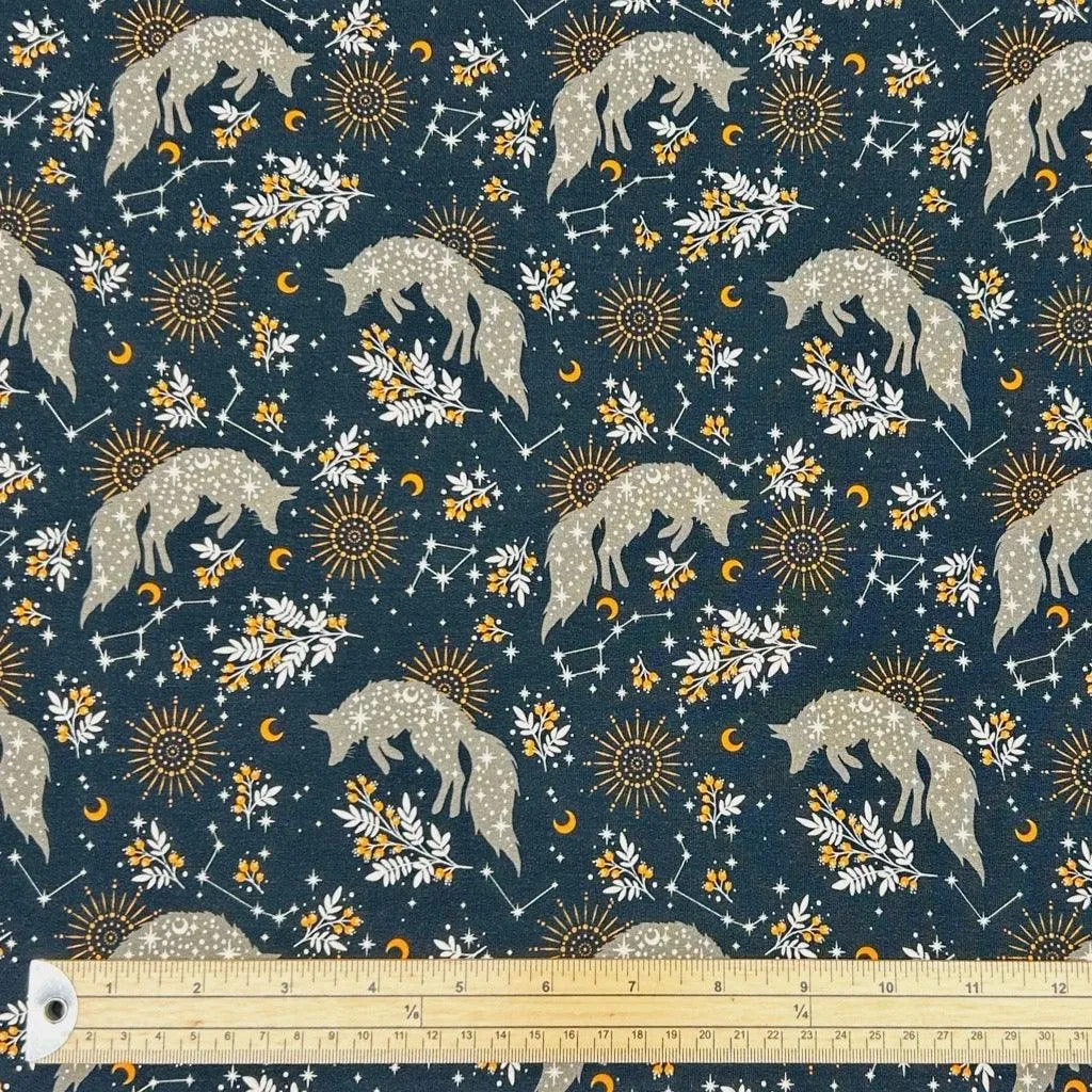 Celestial Wolves French Terry Fabric