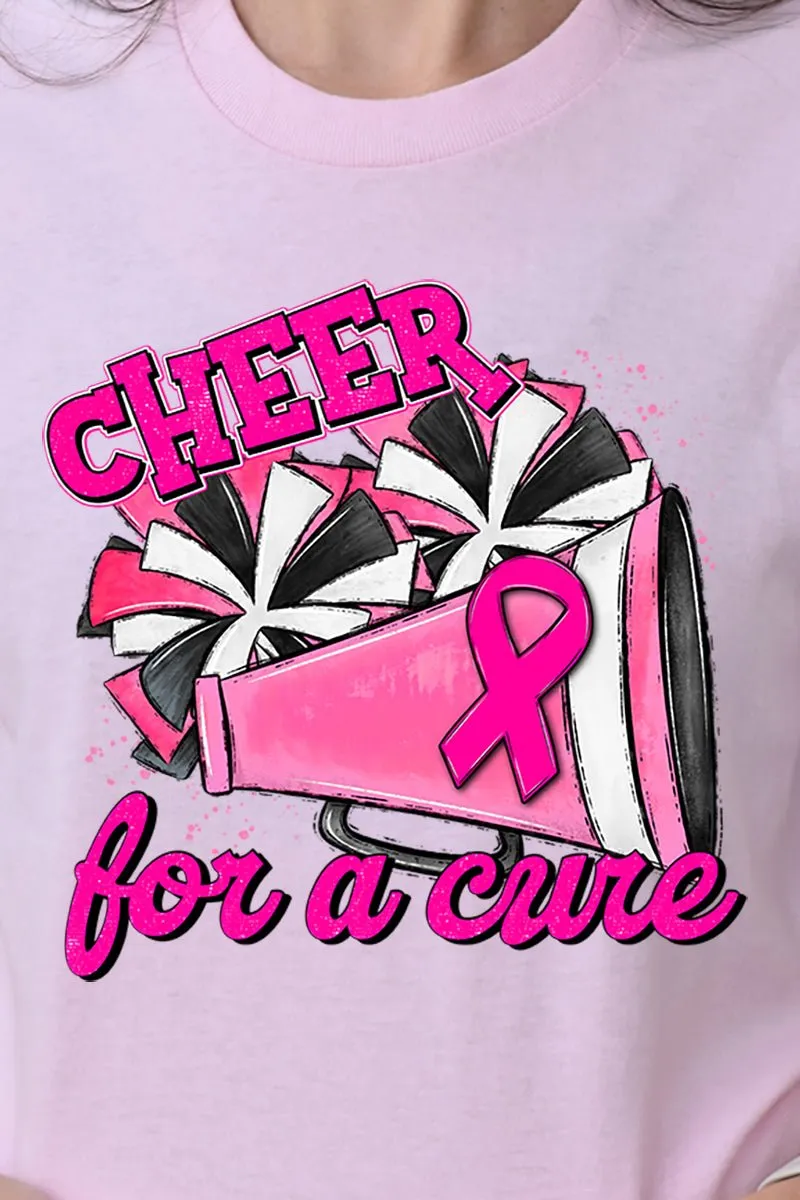 Cheer For A Cure Pink Ribbon Short Sleeve Relaxed Fit T-Shirt