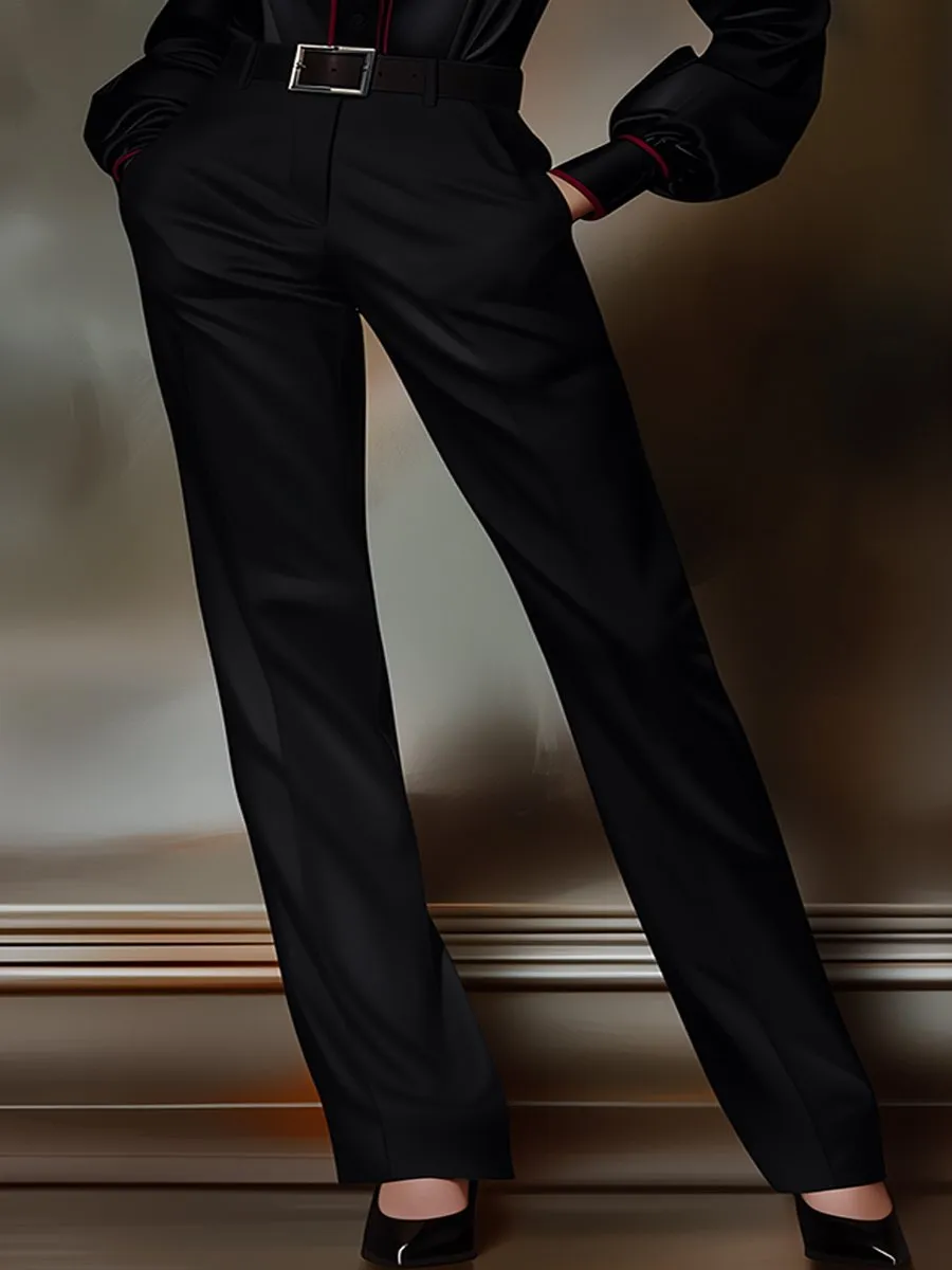 Classic Black Satin Pants for Daily Outfit