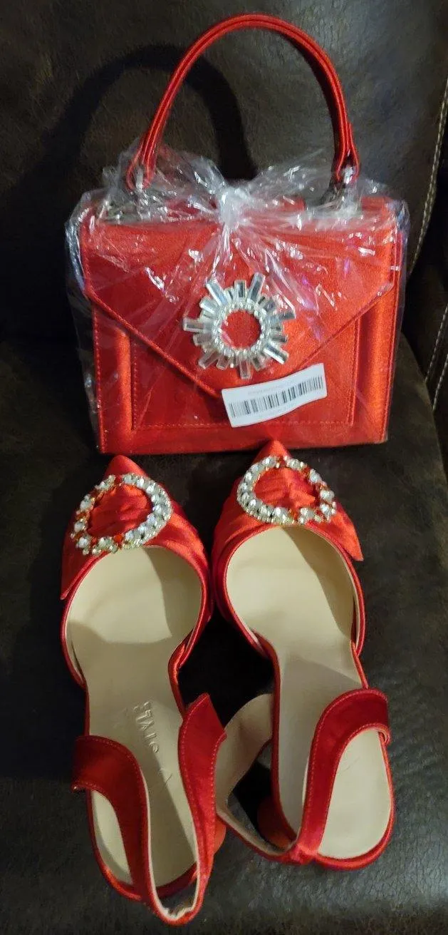 CLASSY RED MATCHING SHOE SET