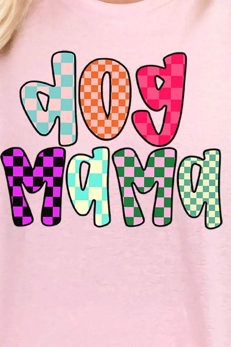 Colorful Checkered Dog Mom Short Sleeve Relaxed Fit T-Shirt