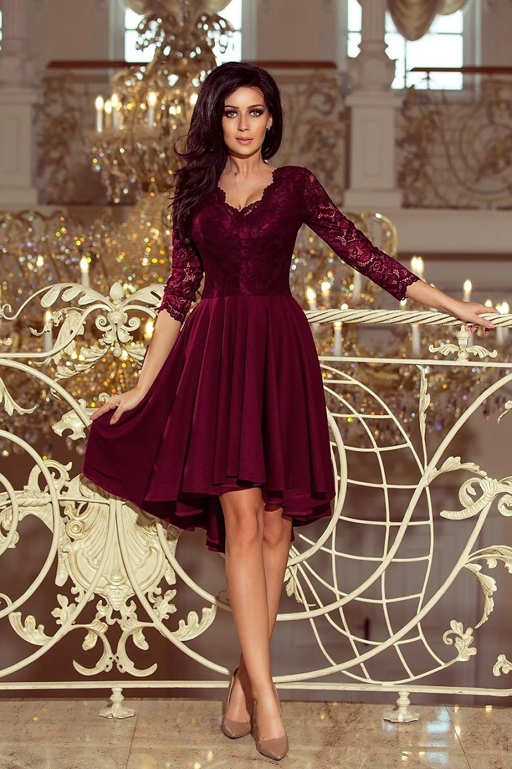 Crimson Elegance Asymmetrical Evening Gown from Europe