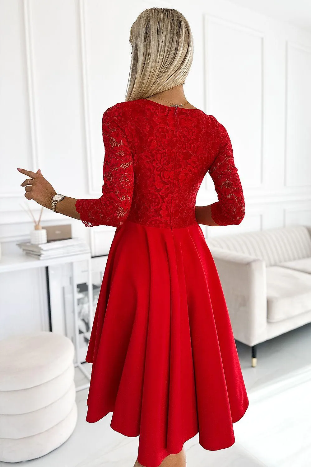 Crimson Elegance Asymmetrical Evening Gown from Europe