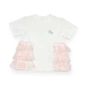 Daisy Mesh Side Trim Tee - pink