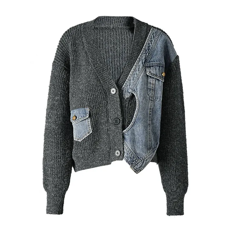 Denim & Knit Hybrid Cardigan-Jacket