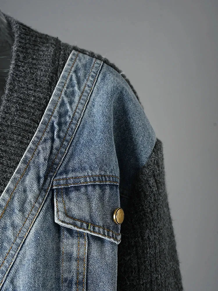 Denim & Knit Hybrid Cardigan-Jacket