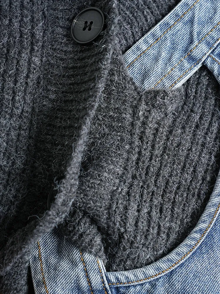 Denim & Knit Hybrid Cardigan-Jacket