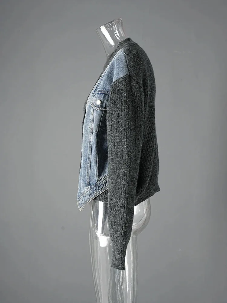 Denim & Knit Hybrid Cardigan-Jacket