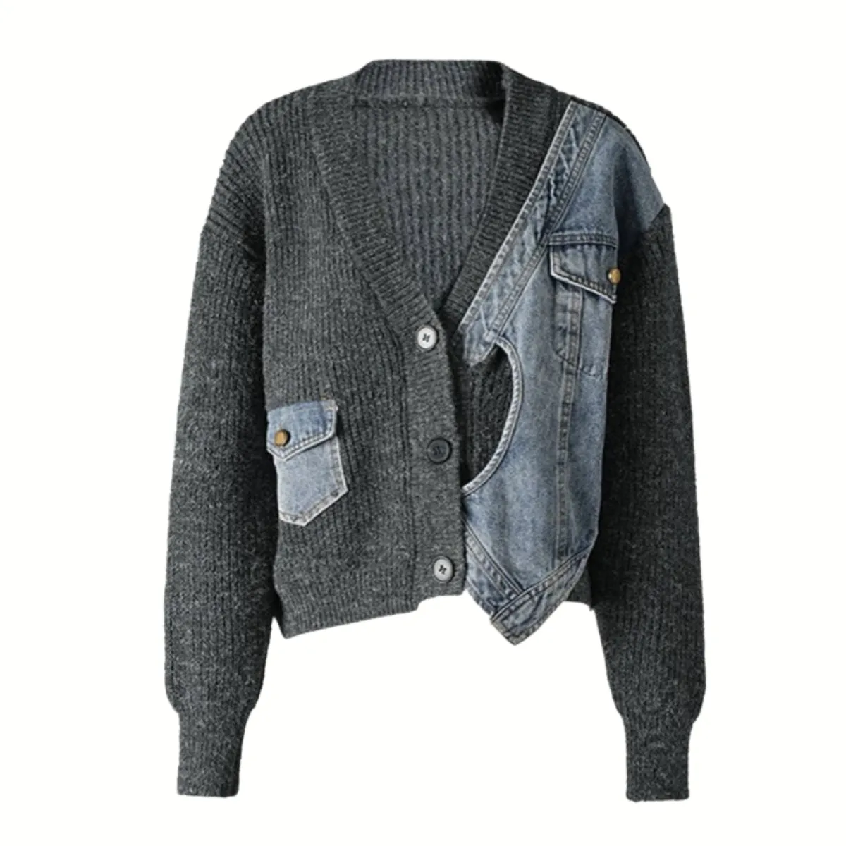 Denim & Knit Hybrid Cardigan-Jacket