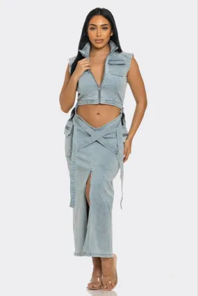 DENIM CO-ORD SKIRT SET