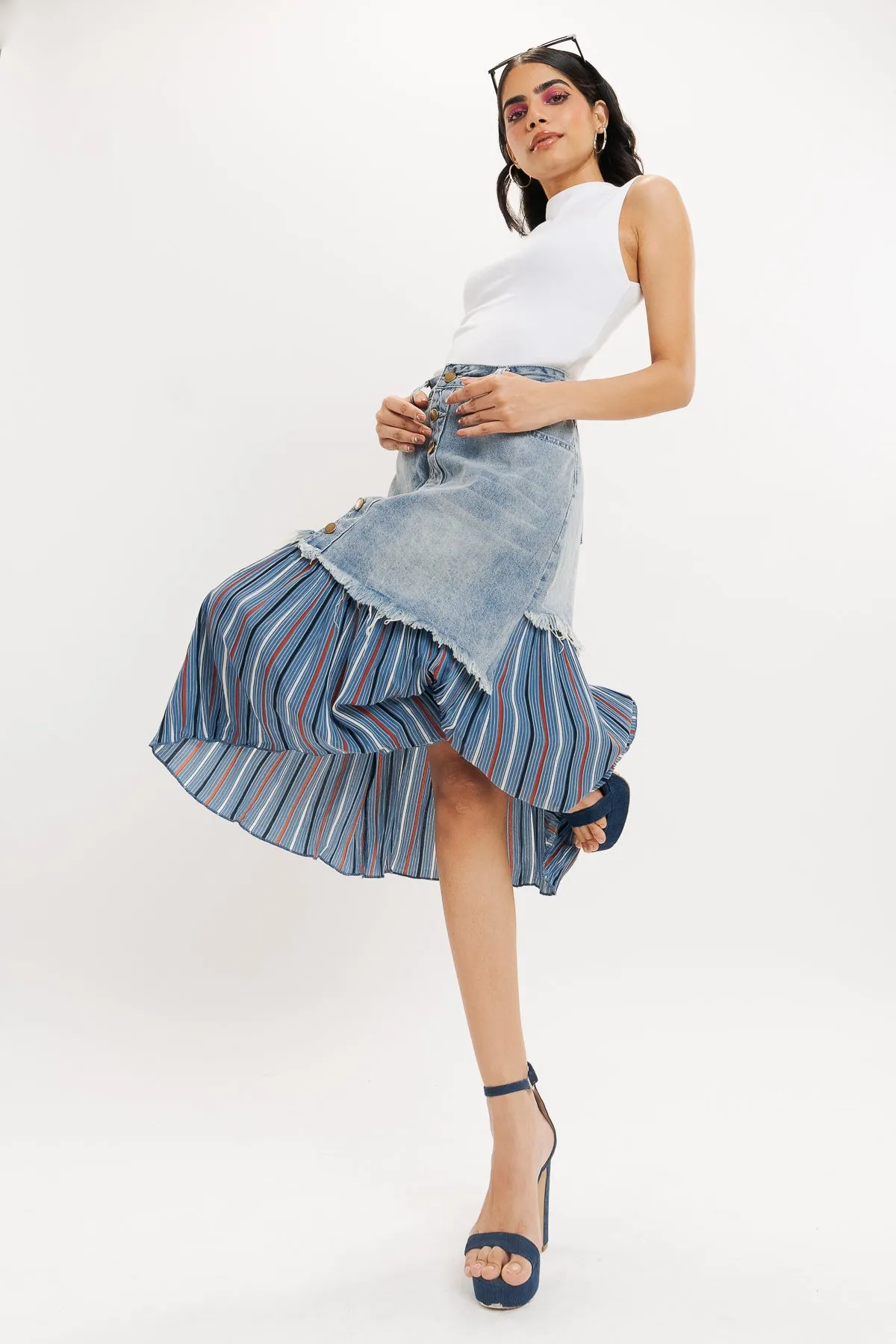 Denim Street Cut Transformation Skirt