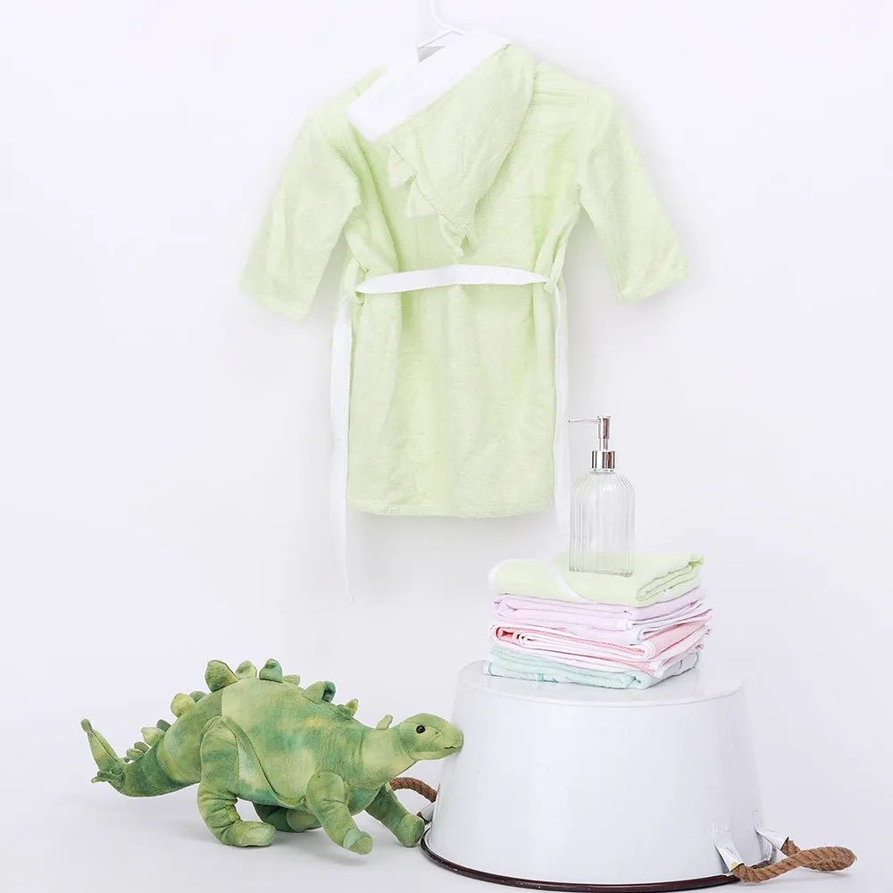 Fancy Fluff Bamboo Cotton Baby Bathrobe - Dino