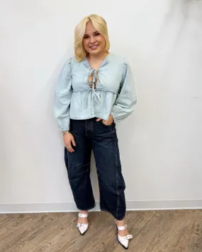 Fanny Denim Bow Top