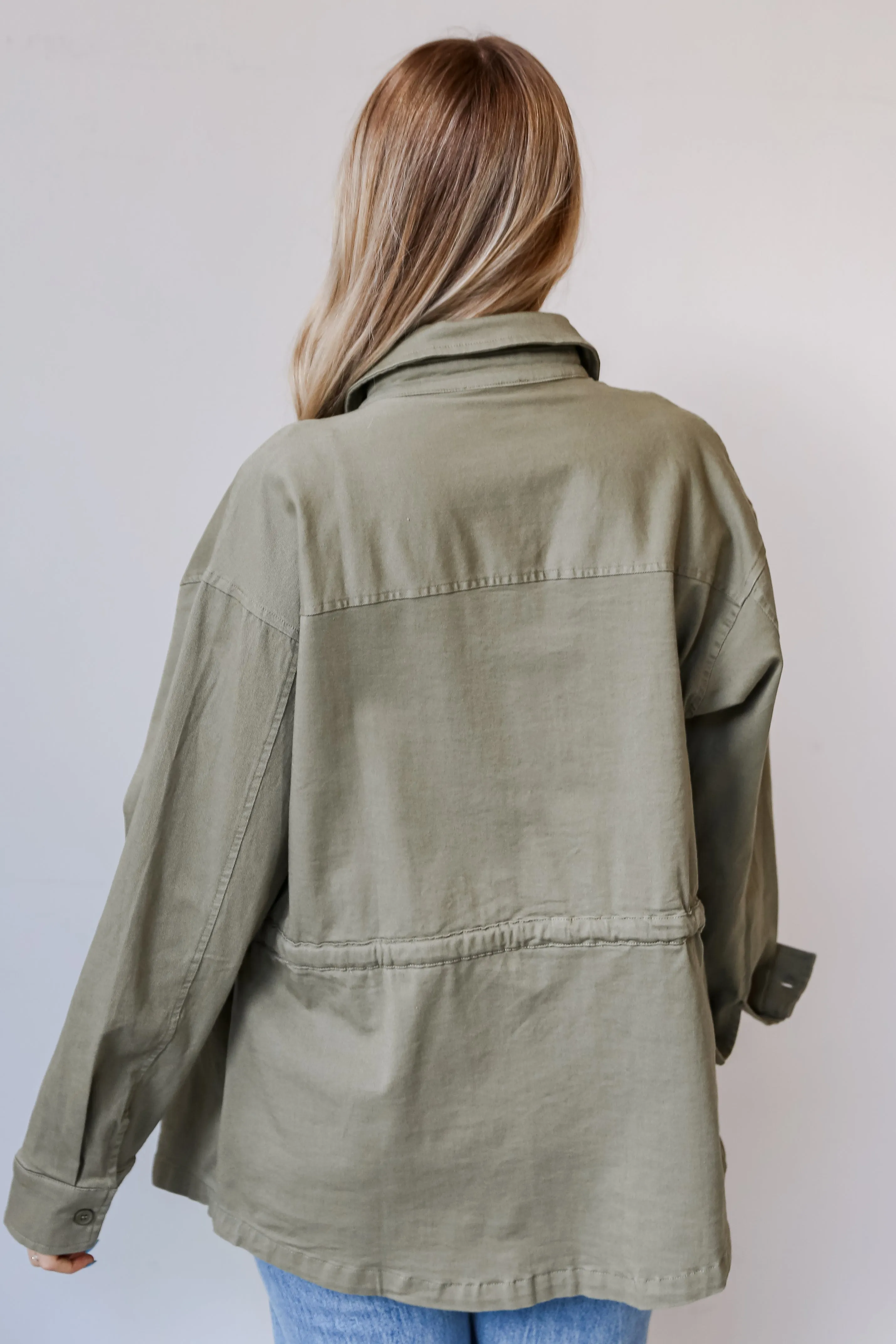 FINAL SALE - Edgy Arrival Olive Denim Jacket