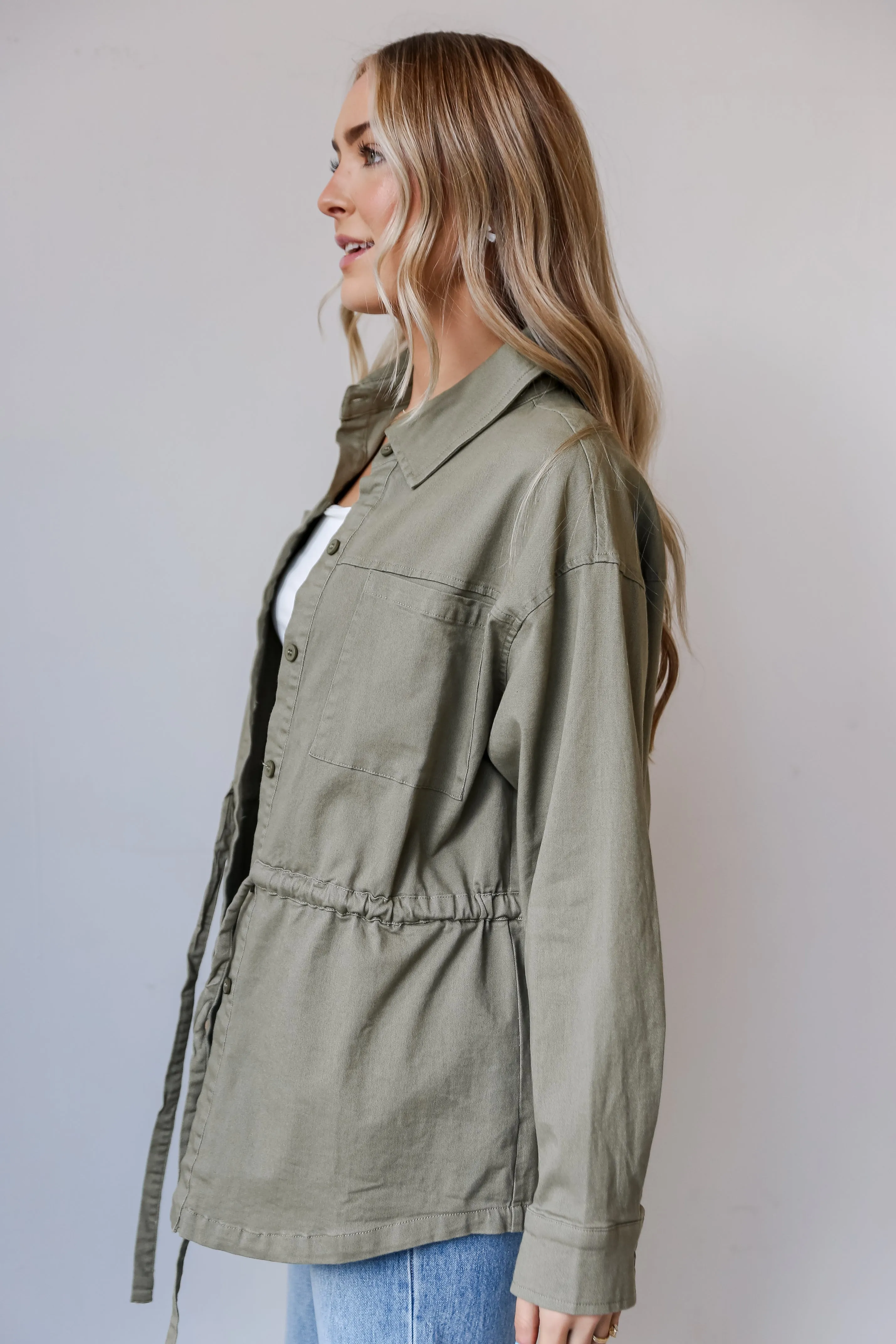 FINAL SALE - Edgy Arrival Olive Denim Jacket