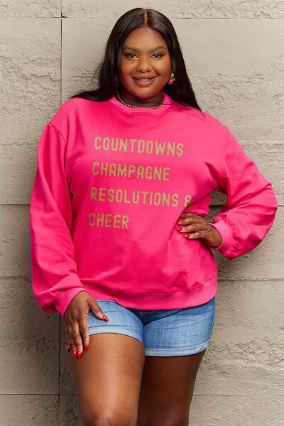 Full Size COUNTDOWNS CHAMPAGNE RESOLUTIONS & CHEER Round Neck Sweatshirt