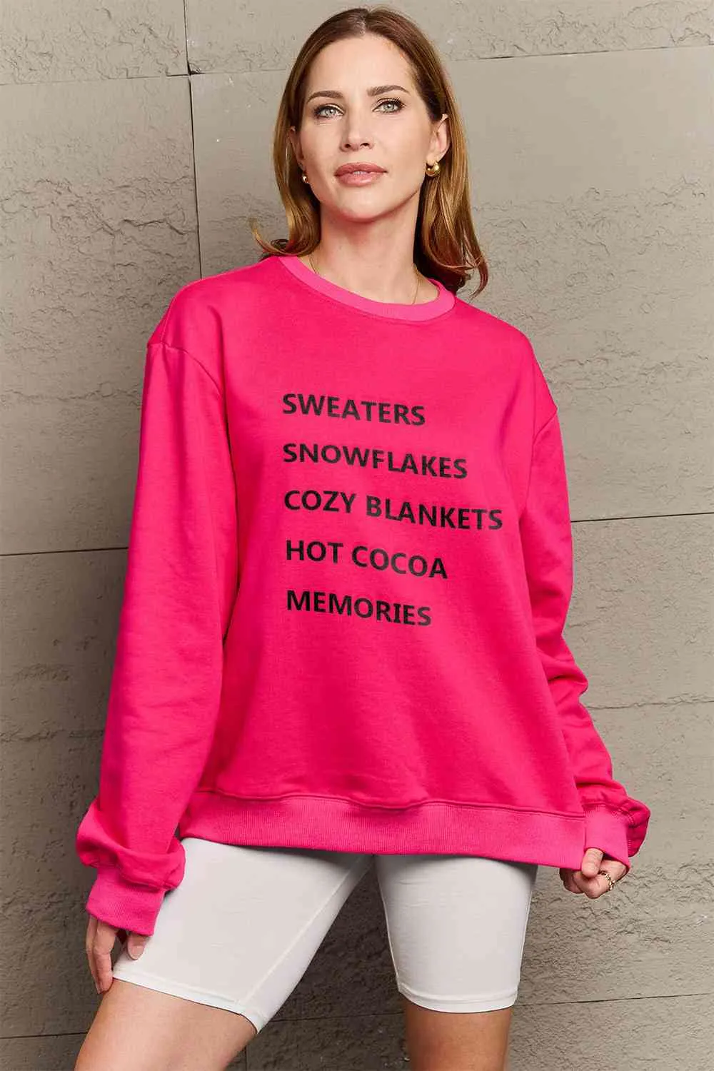 Full Size Letter Graphic Round Neck Sweatshirt