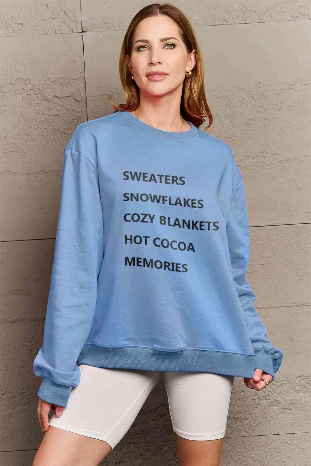 Full Size Letter Graphic Round Neck Sweatshirt