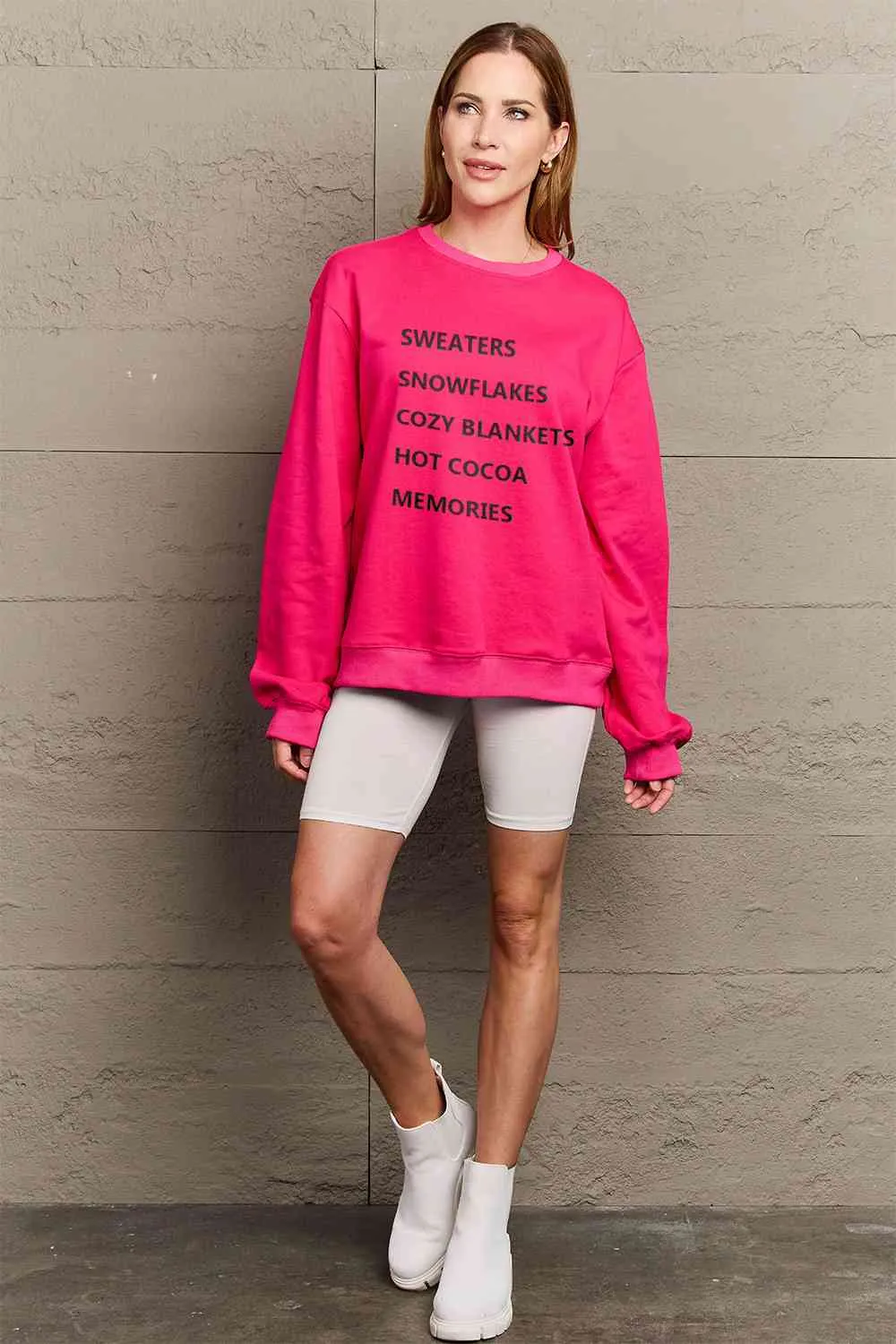 Full Size Letter Graphic Round Neck Sweatshirt