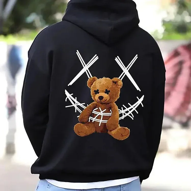 Graphic Bear Print Streetwear Hoodies