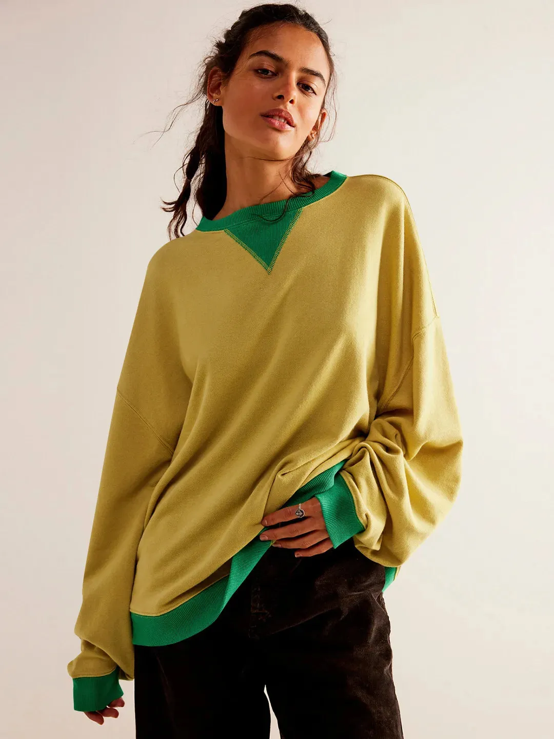 Ivyshape | Colorful Sweatpullover with Lantern Sleeves Casual