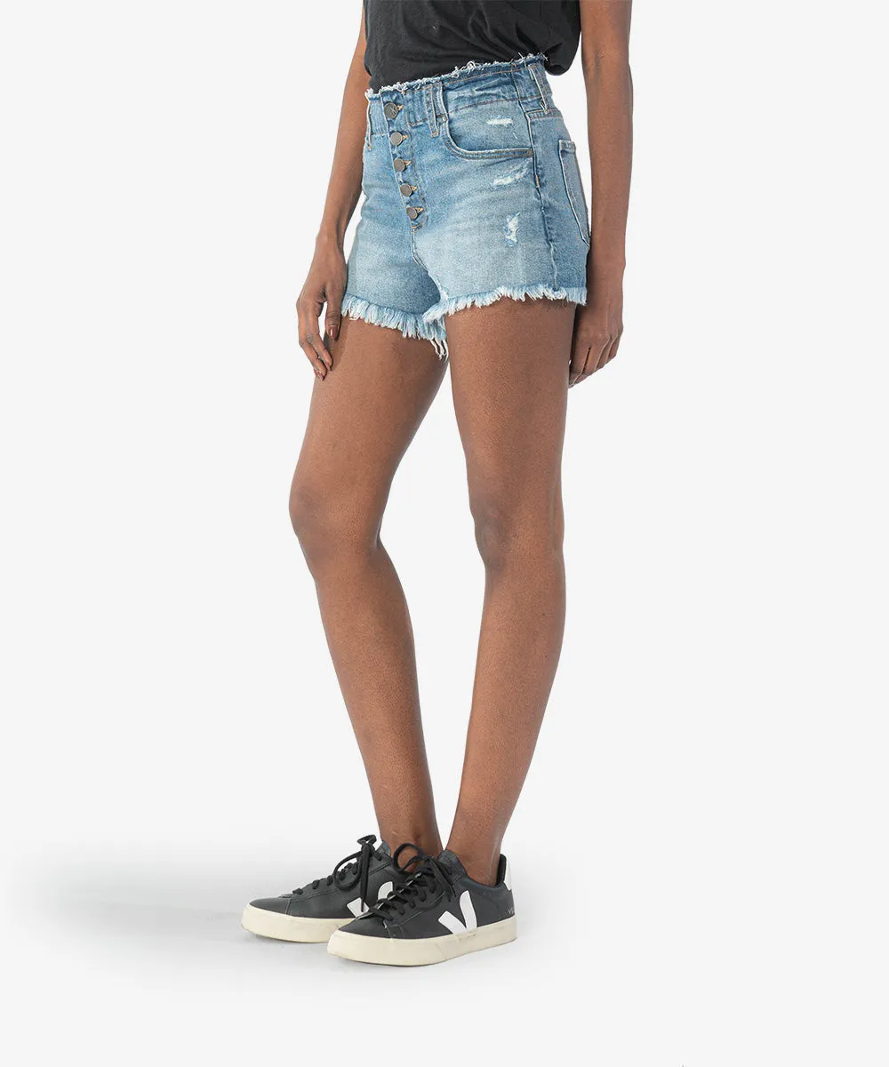 Jane High Rise Short Raw Edge Waist Button Fly