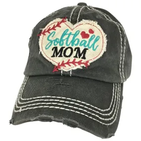 KBV-1194 Softball Mom Heart Black