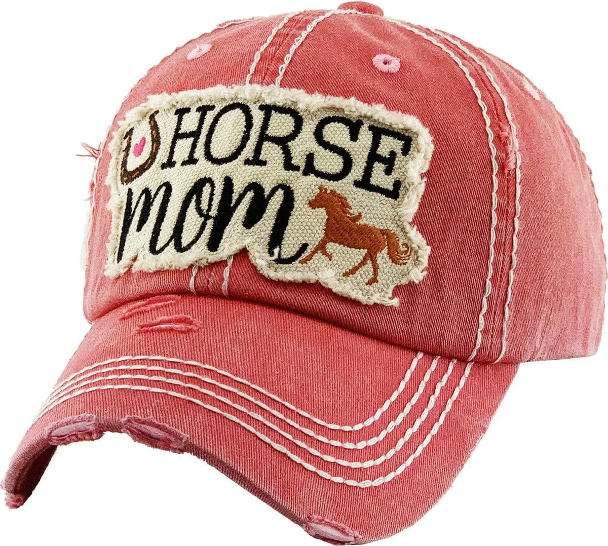 KBV1291 "Horse Mom" Washed vintage Ballcap