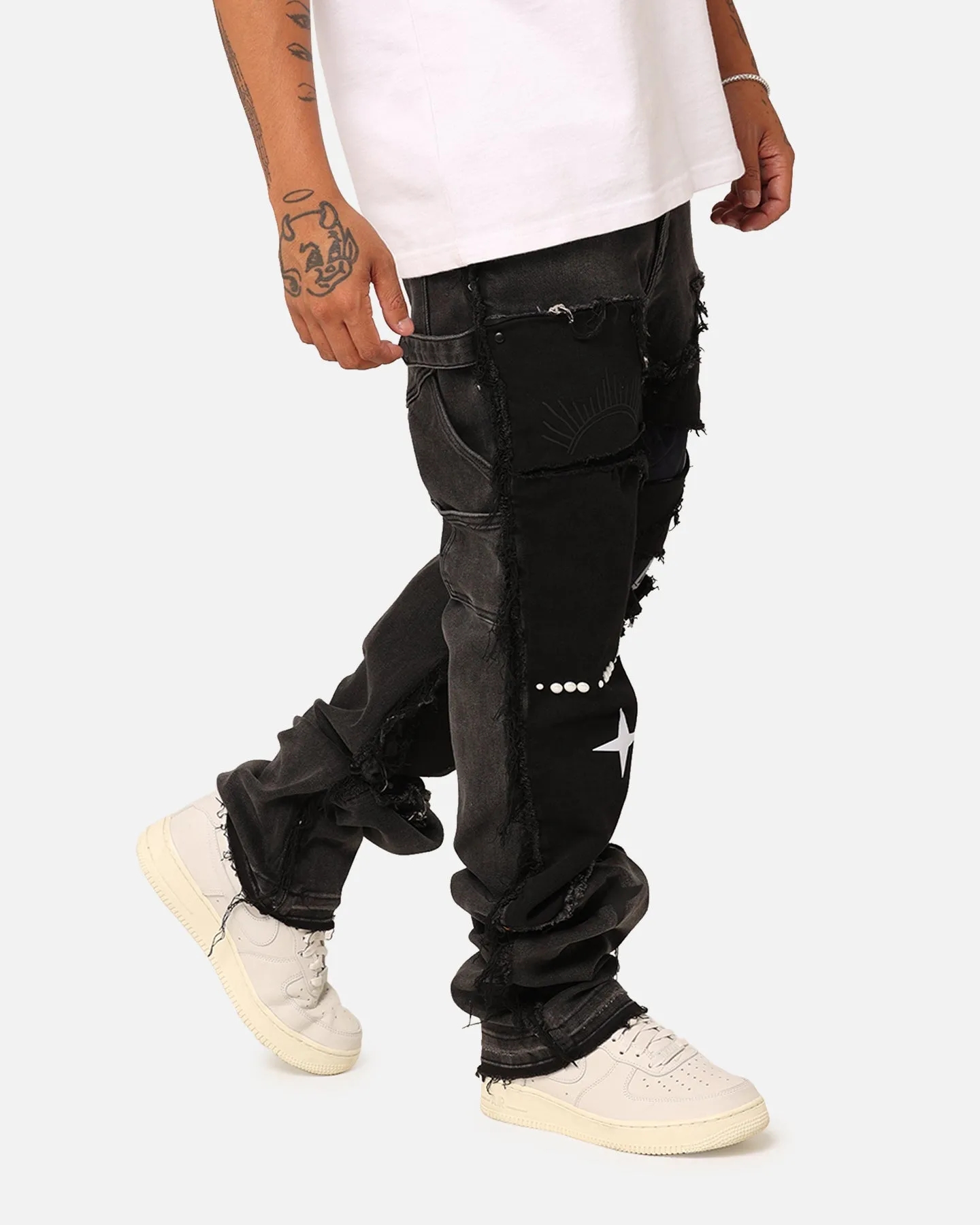 Lifted Anchors "Rem" Quilted Carpenter Denim Jeans Black Rinse