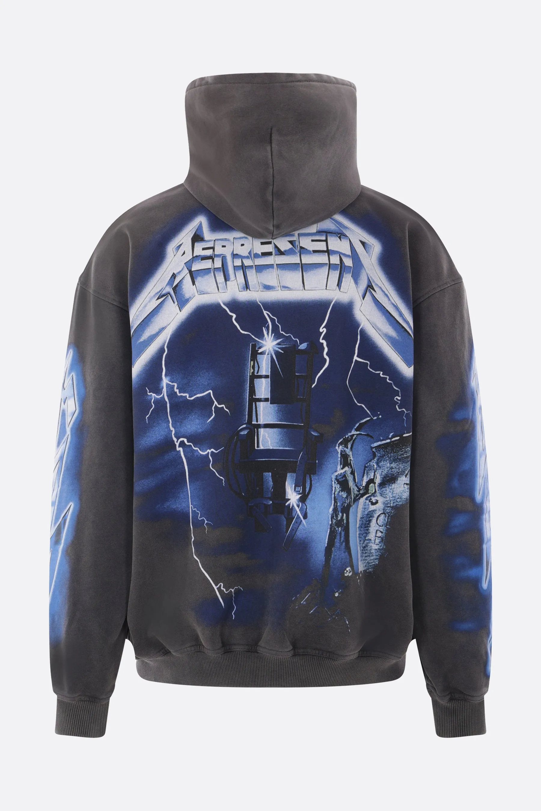 Lightning Print Cotton Jersey Hoodie