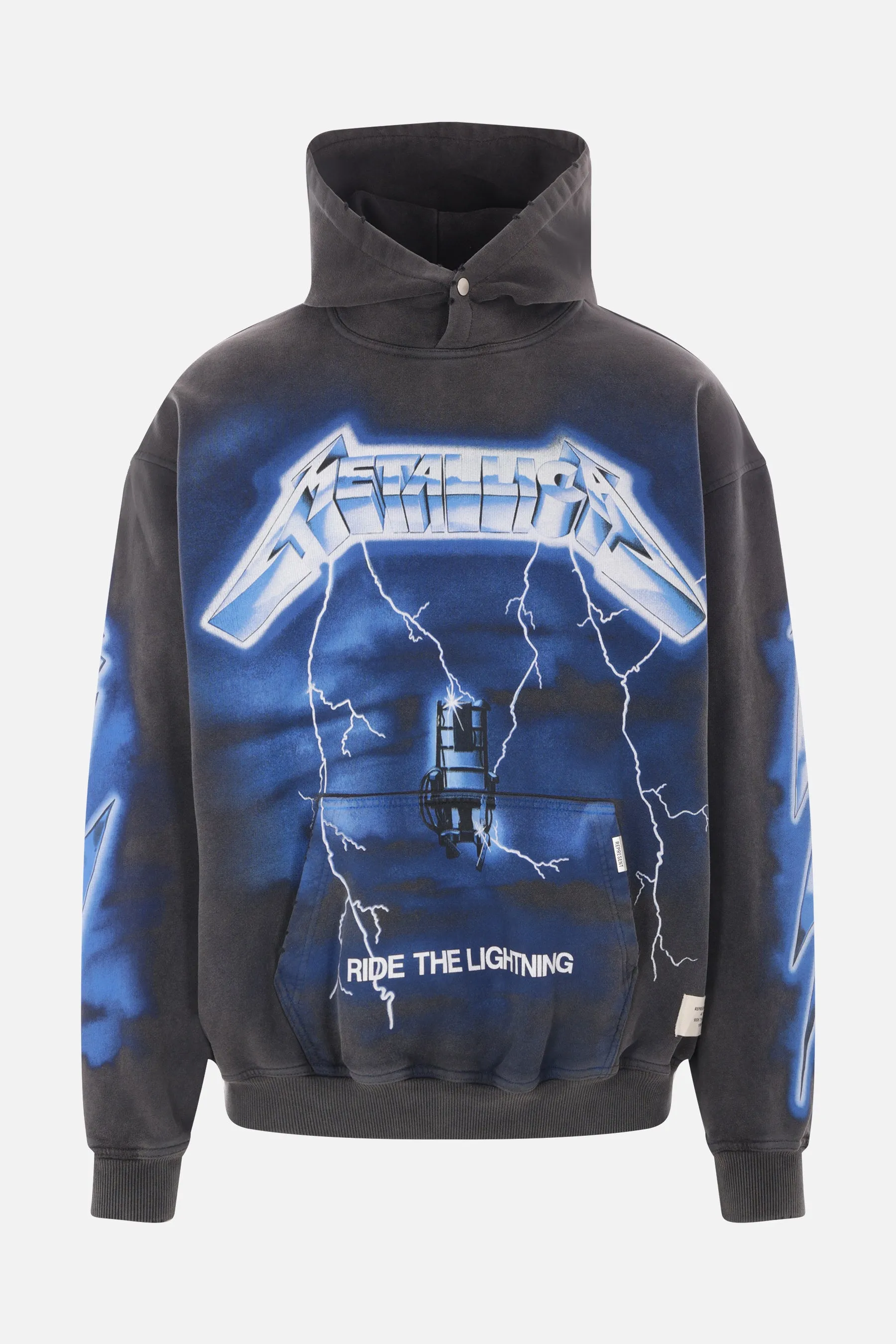 Lightning Print Cotton Jersey Hoodie