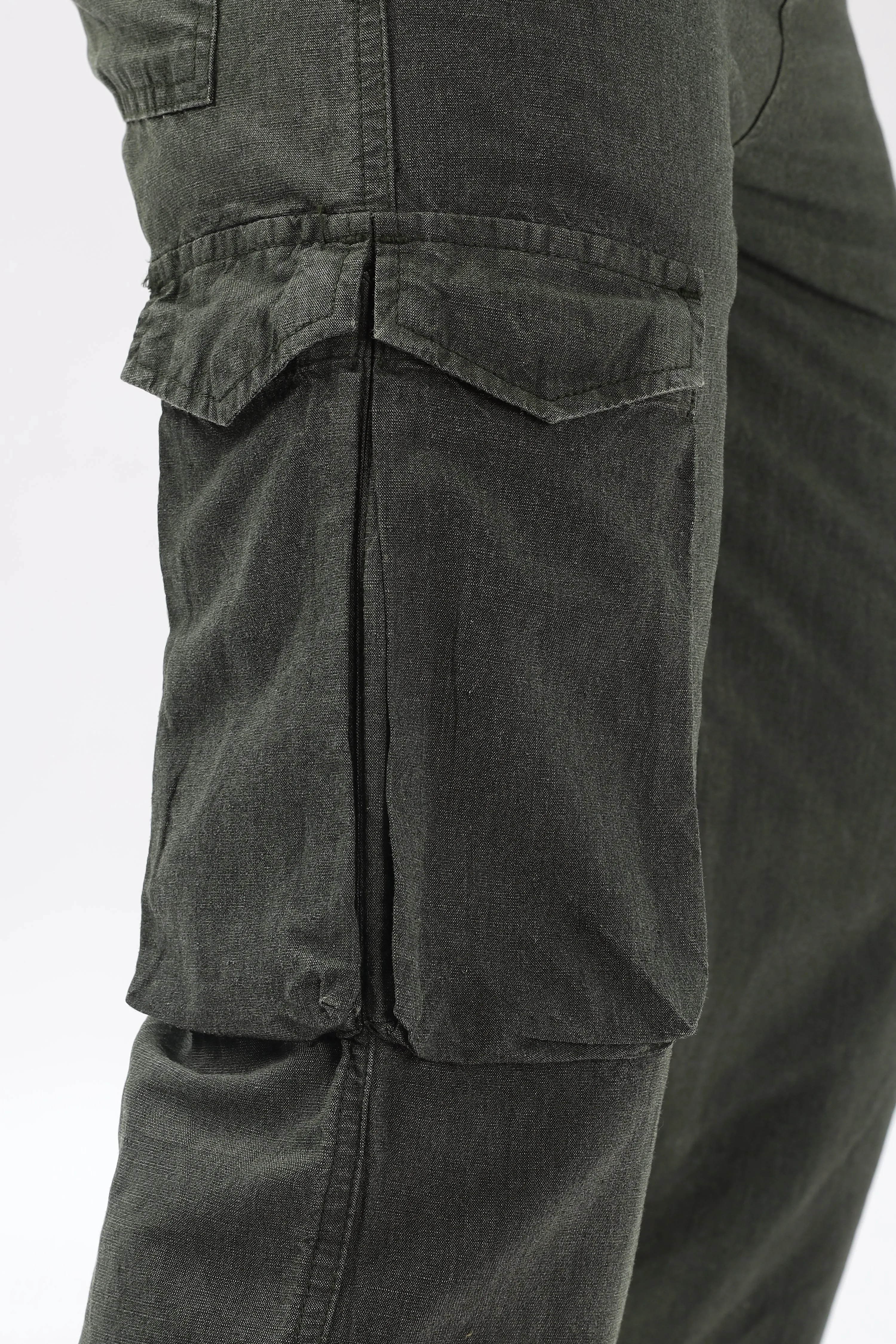 LINEN GREEN CARGO PANTS