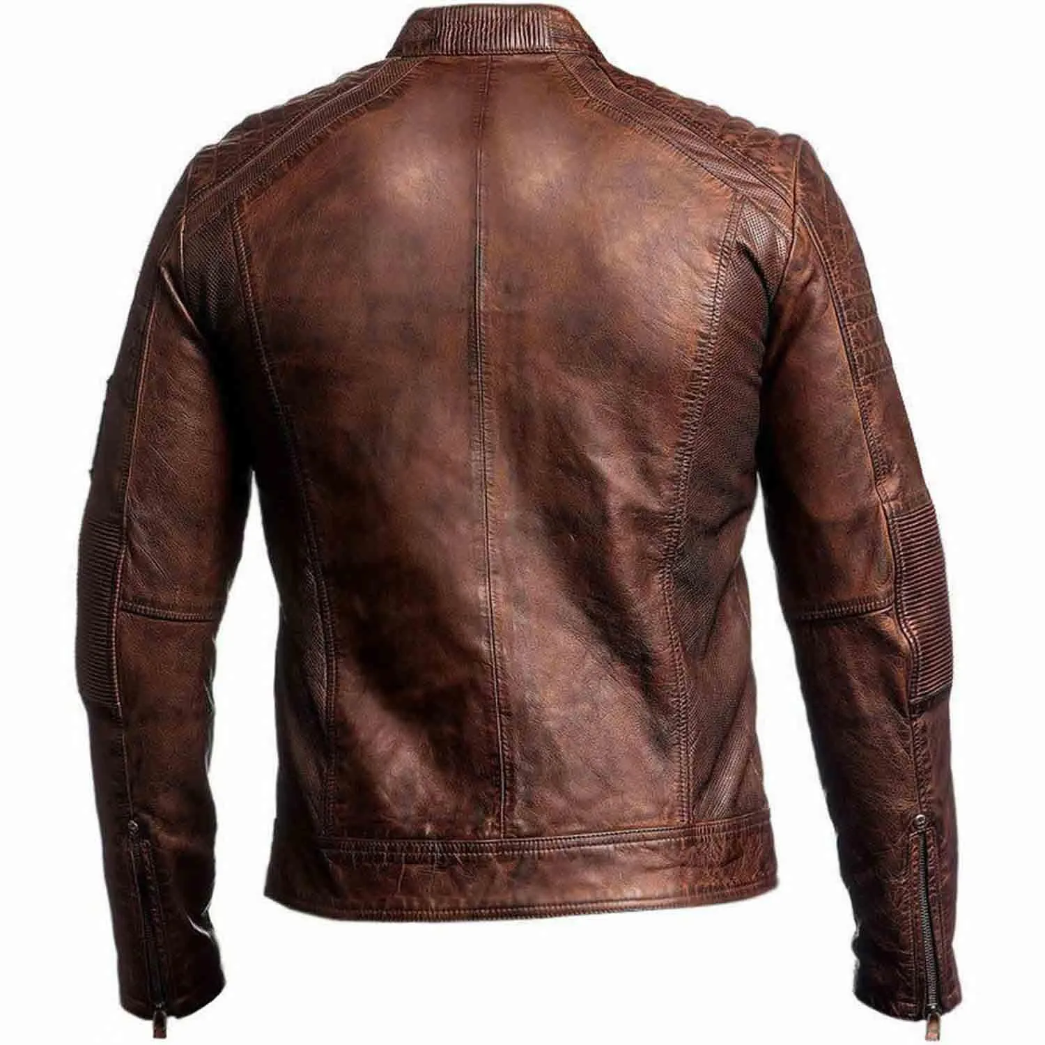 Men's Biker Cafe Racer 1 Brown Motorcycle Vintage Bike Retro Real Leather Jacket