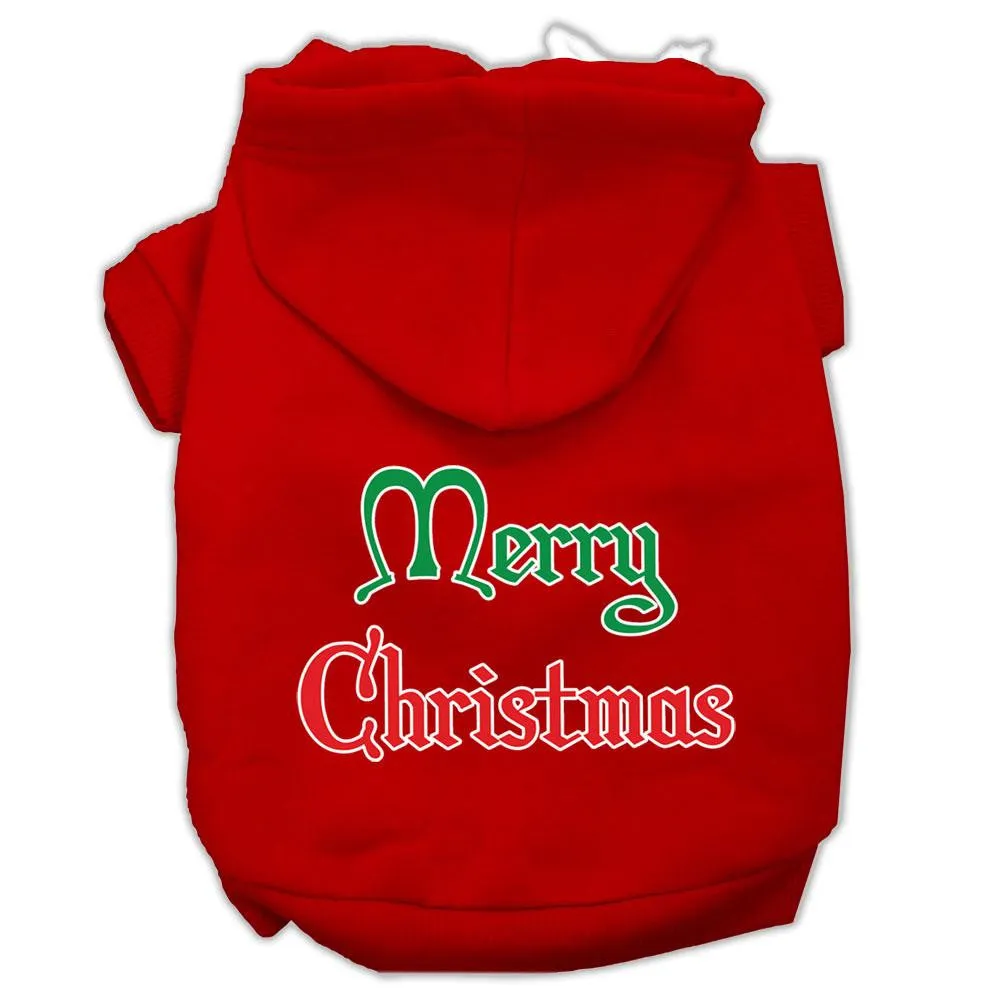 Merry Christmas Screen Print Pet Hoodies Red Size Med (12)