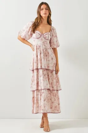 Miss Elegance Floral Tiered Maxi Dress