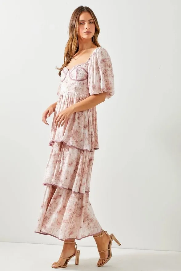 Miss Elegance Floral Tiered Maxi Dress