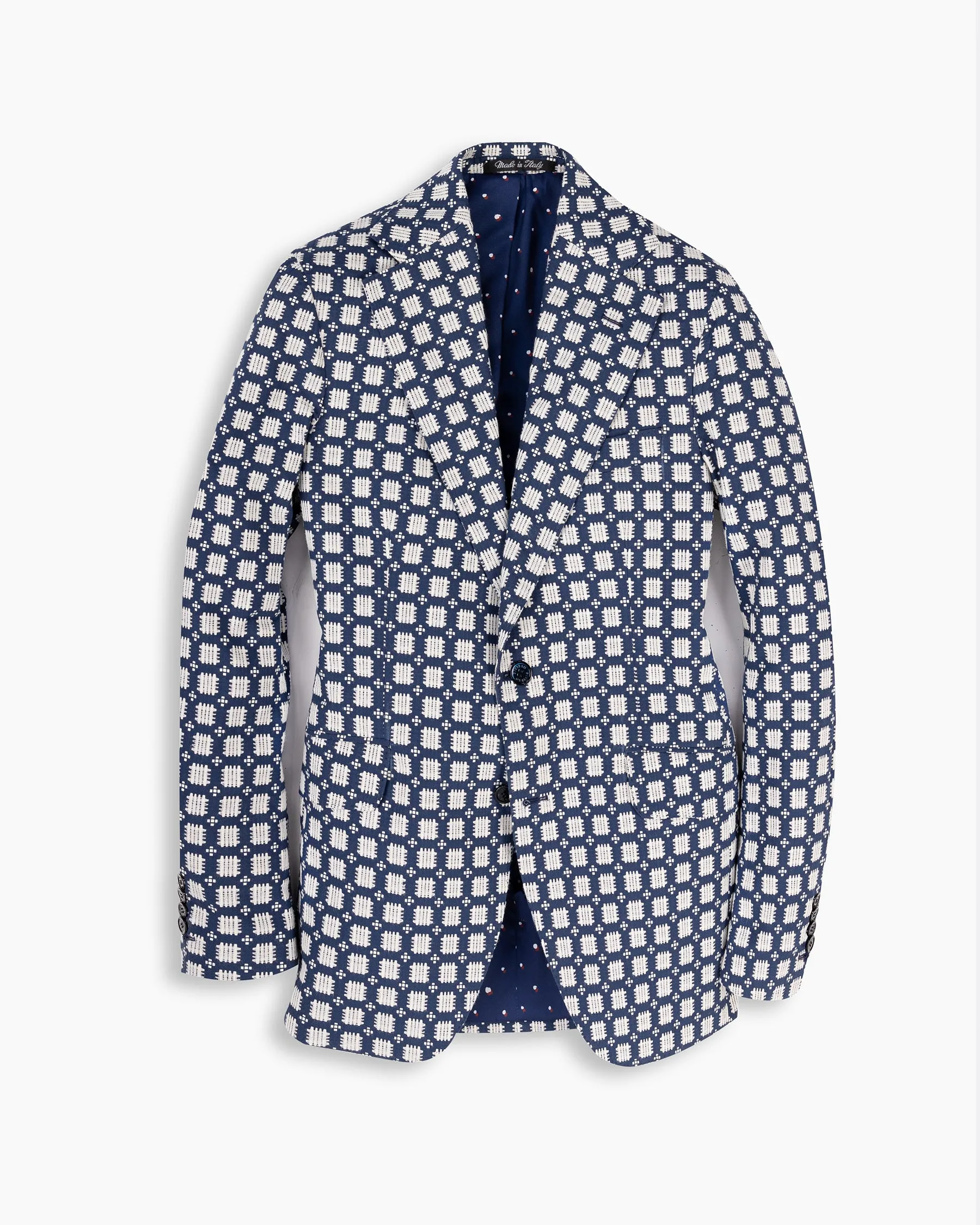 Navy Geometric Cotton Blazer