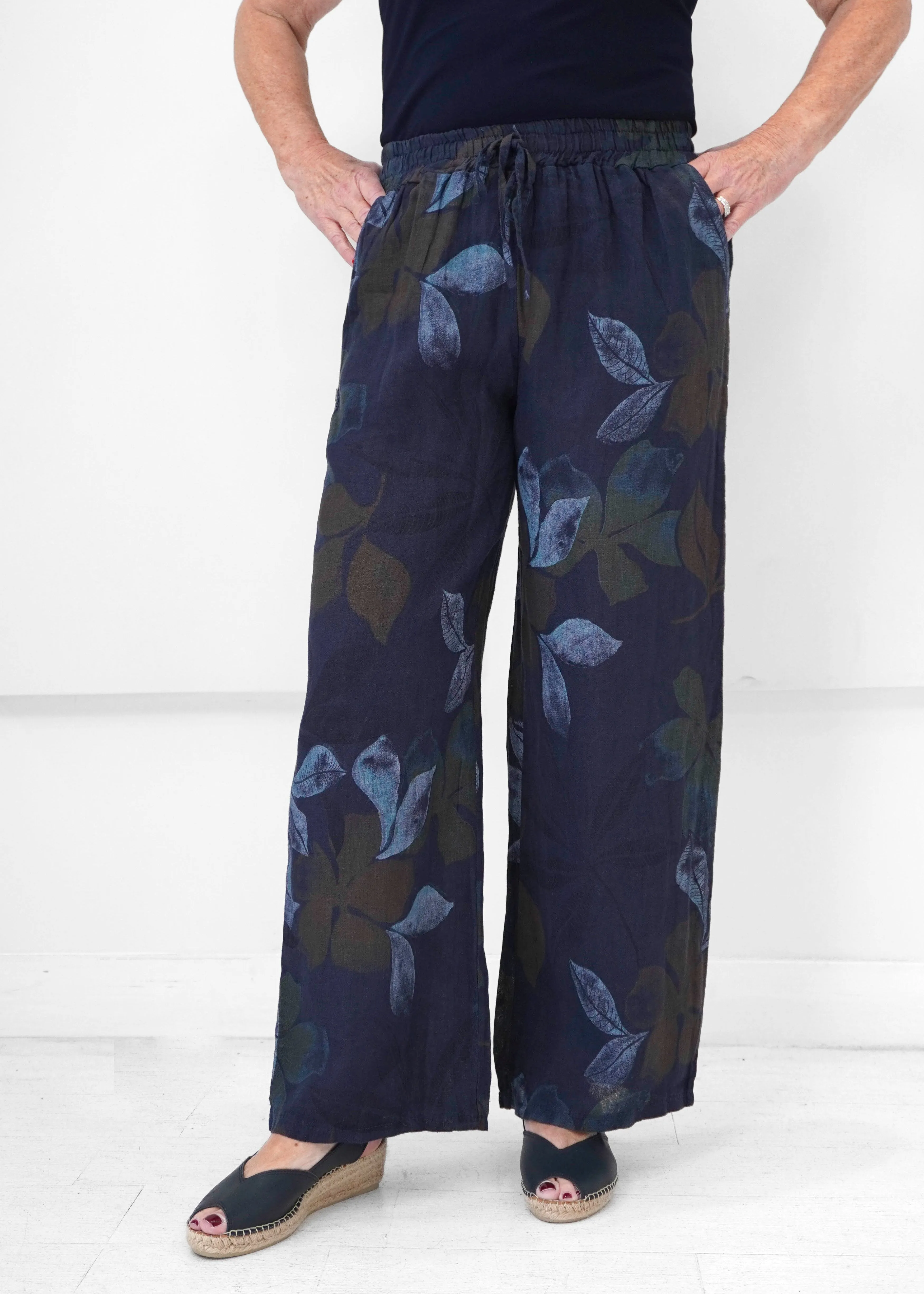 Orange - Pia's Linen Printed Linen Pant